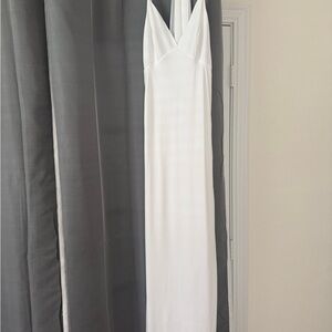 Park & Fifth White V-Neck Maxi Slip Dress with Scarf